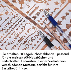 20-teiliges wiederverwendbares Bullet-Schablonen-Set für Tagebuch, Planer und Scrapbook-Dekoration So ist Leben