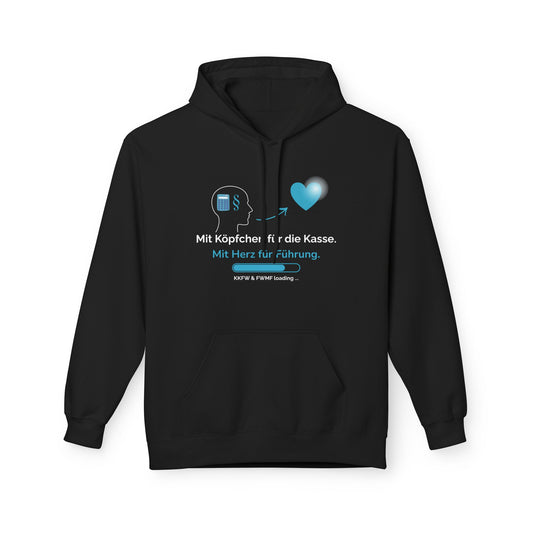 Hoodie – "Mit Köpfchen für die Kasse. Mit Herz für Führung." German Leadership Cashier Pullover
