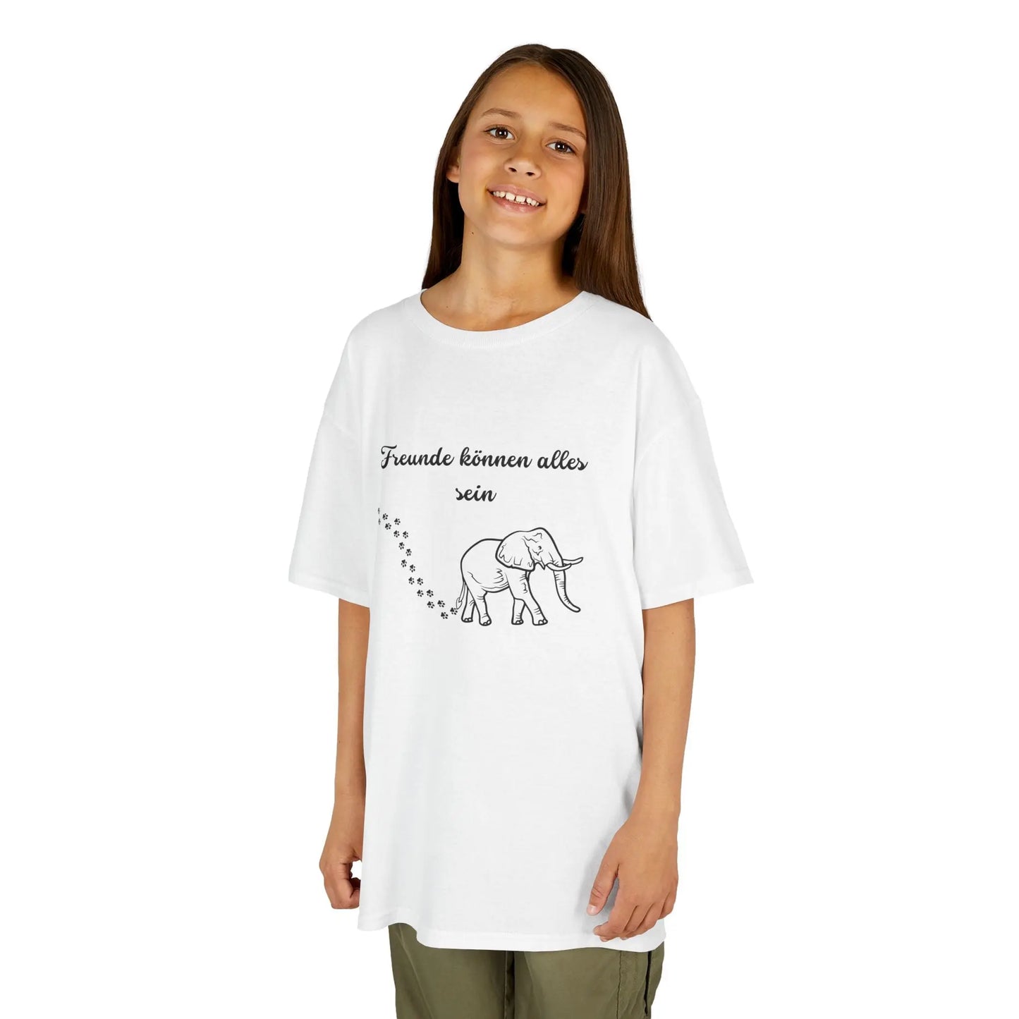 Cute Elephant Quote Kids Tee - "Freunde können alles sein" - Perfect for Playdates & Special Occasions - So ist Leben