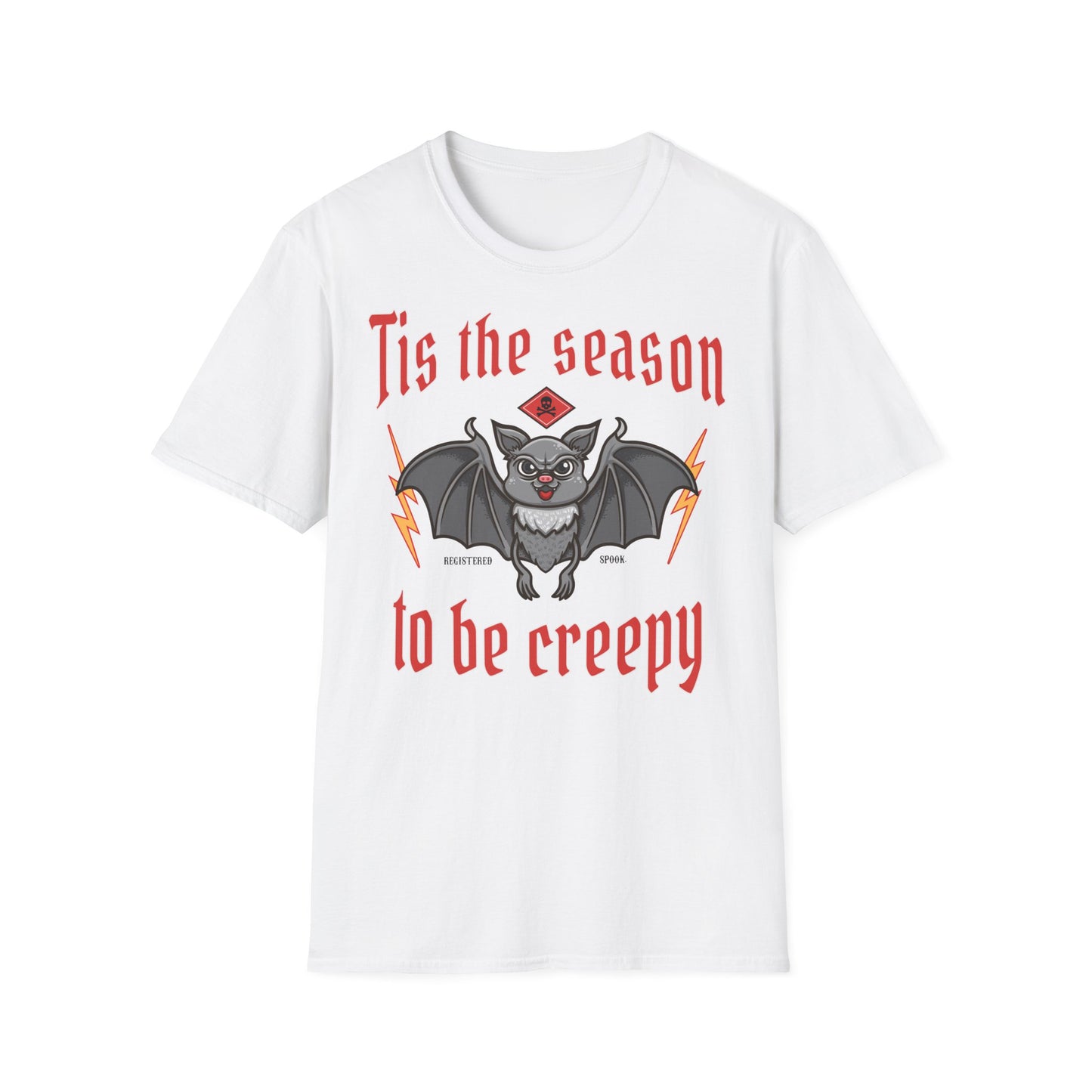 Halloween Creepy Bat Unisex T-Shirt, Cute Halloween Tee, Spooky Season Shirt, Fun Costume Top, Gift for Halloween Lovers Printify