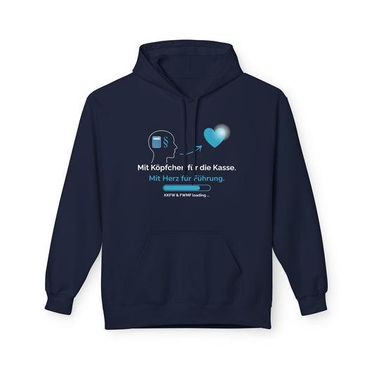 Hoodie – "Mit Köpfchen für die Kasse. Mit Herz für Führung." German Leadership Cashier Pullover