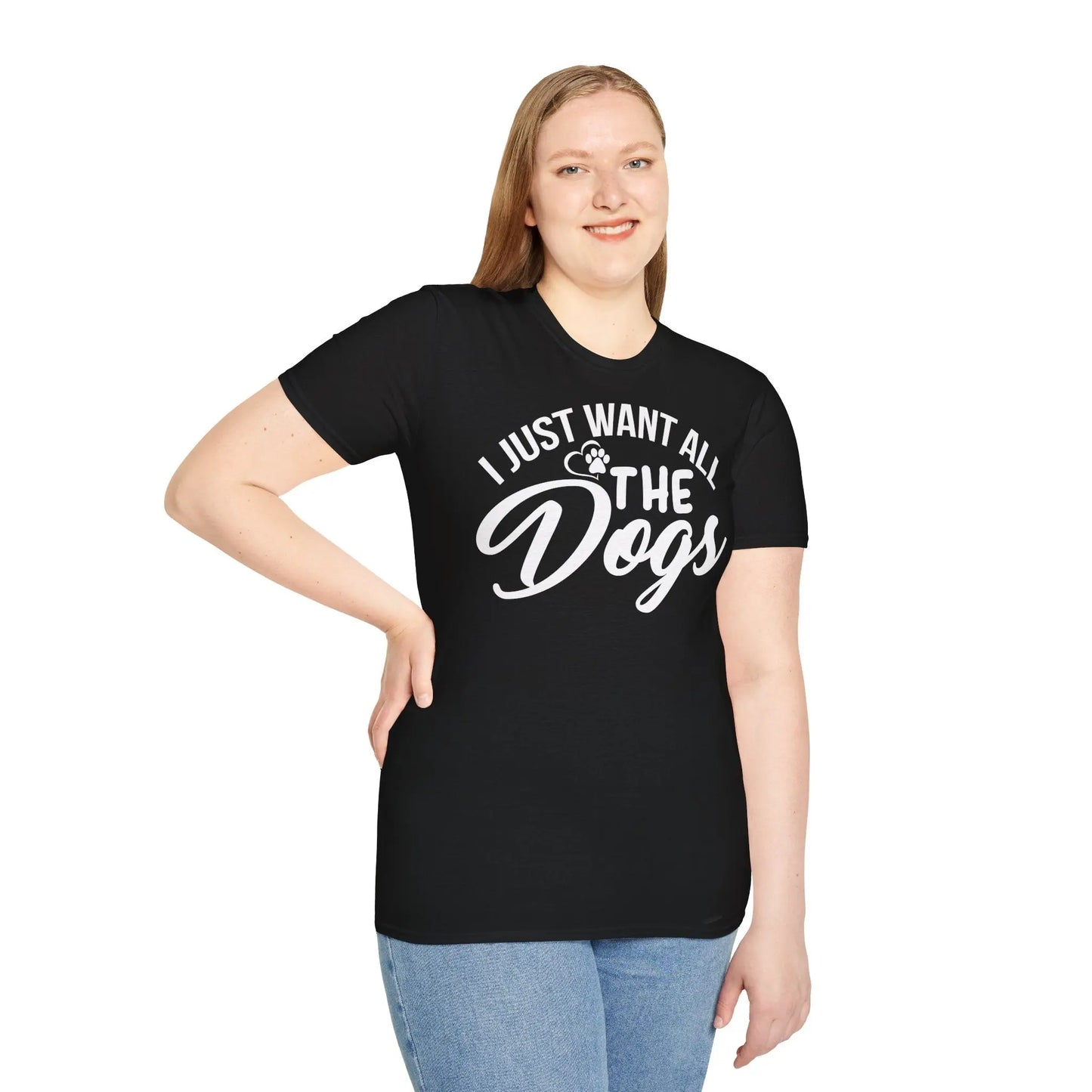 I Just Want All the Dogs Unisex Softstyle T-Shirt – Perfect for Dog Lovers - So ist Leben