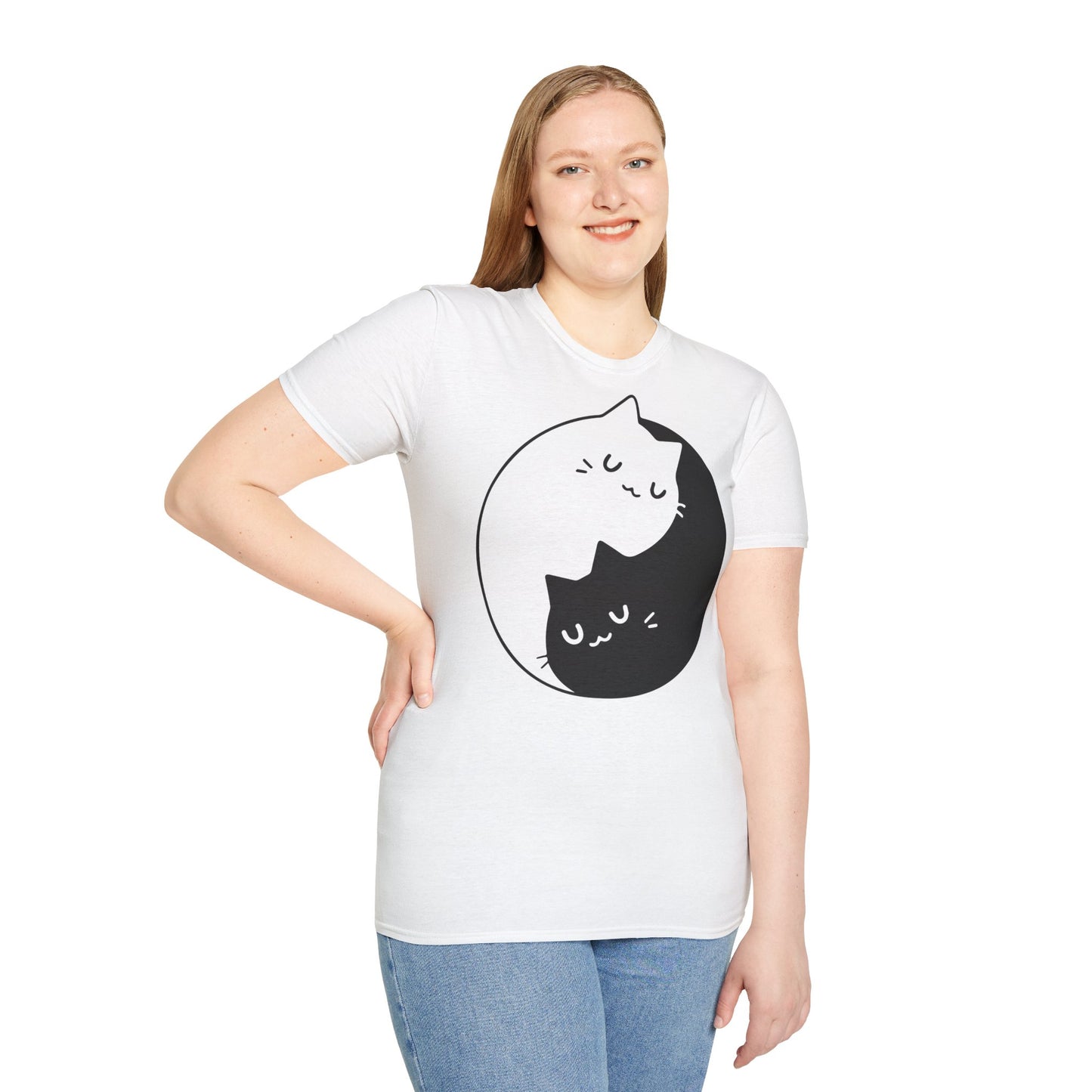 Yin-Yang Katzen Unisex Softstyle T-Shirt: Kuschelig, stilvoll, komfortabel, elegant