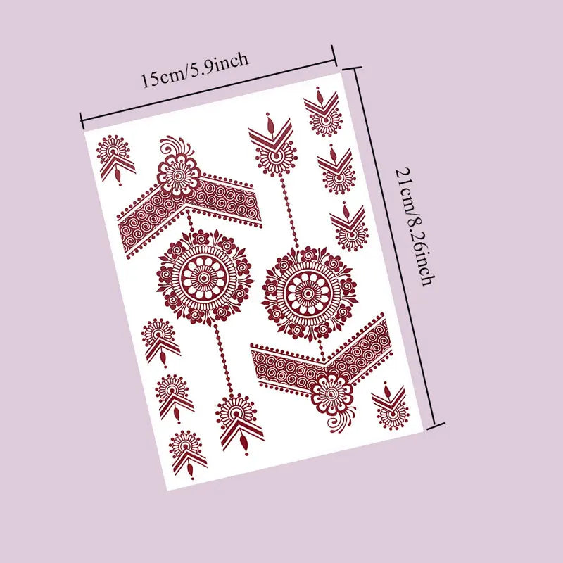 10 Teile/satz Kastanienbraun Farbe Henna Tattoo Aufkleber für Hand Braun Rot Henna Tattoos für Frauen Wasserdicht Temporäre Mehndi Fake Tattoo So ist Leben