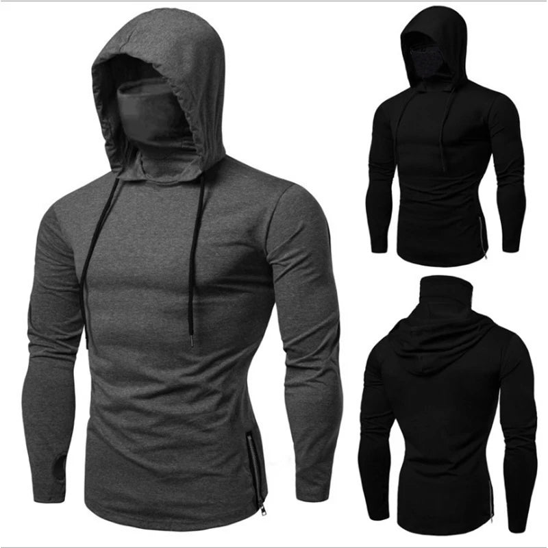 Lässige neue Mode Langarm Splice Große Maske Hoodies - So ist Leben