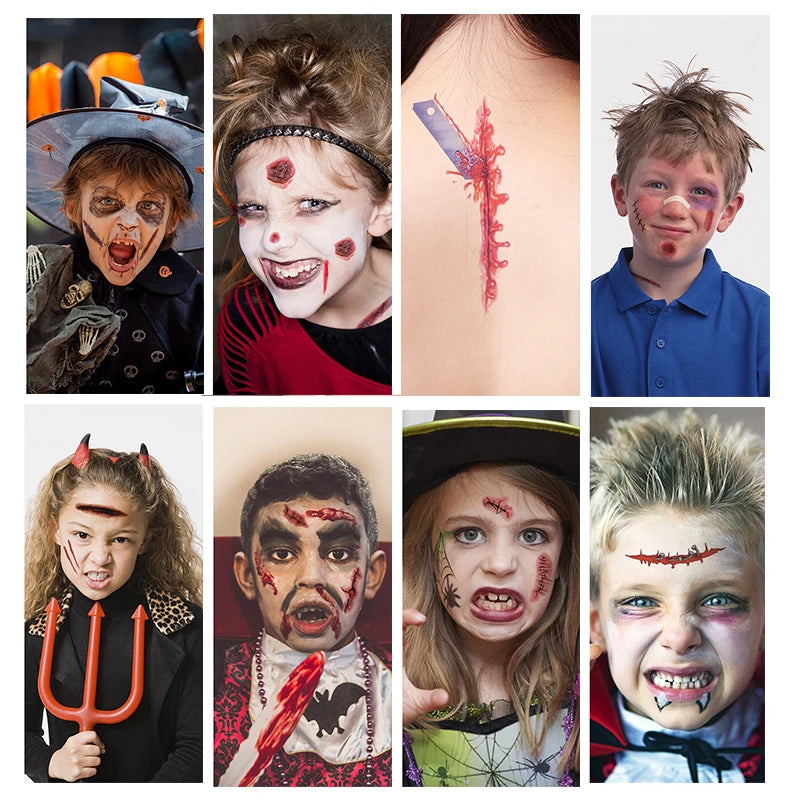 6 stücke Halloween Blutige Wunde Tattoo Aufkleber Trick Scary Wasserdicht Temporäre Tattoo DIY Gefälschte Tattoo Halloween Party Dekoration So ist Leben