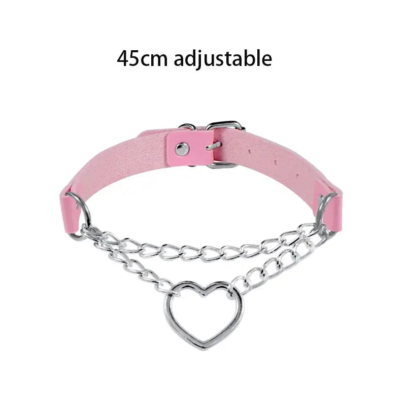 Gothic Heart Lock Choker – Punk Rivet Necklace with Key | Cosplay, Bondage-Inspired Jewelry for Women - So ist Leben