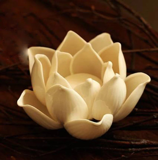 Teelichthalter aus Keramik mit Lotusblütenblättern, Kerzenhalter, Heimdekoration, Geschenke für Hochzeiten So ist Leben