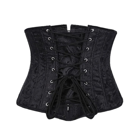 23 cm kurzer Torso, 24 Spirale, Stahlstäbchen, Korsett, Blumenmuster, schlankmachende Taille, Shapewear, Jacquard-Unterbrustkorsett, Gothic-Bustier 8130 So ist Leben