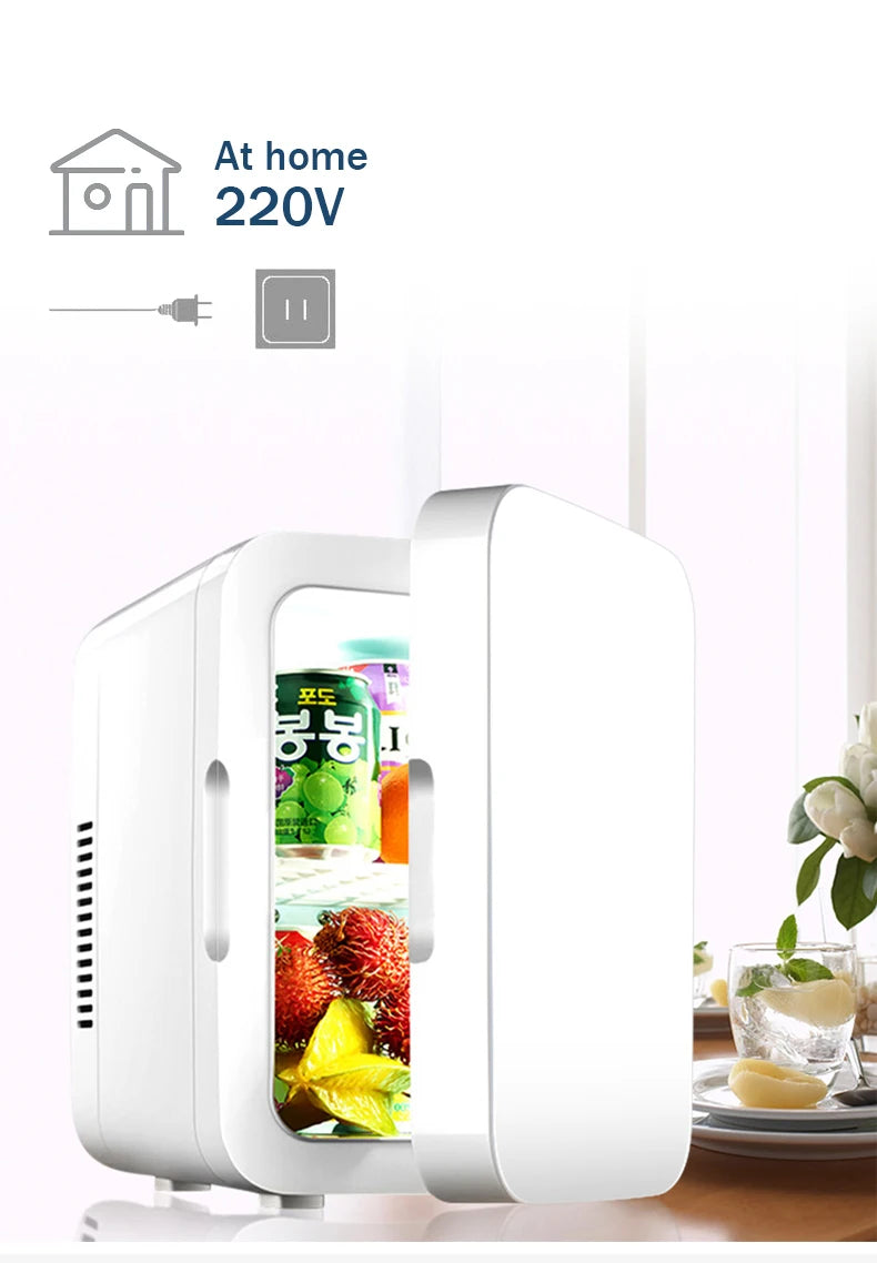 220v Mini-Kühlschrank Multifunktions tragbare kalte Gefriert ruhe Auto nach Hause Kosmetik Kühlschrank Getränke kühler Outdoor-Reise Camping Strand 6l So ist Leben
