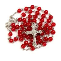 8mm Perlenkristall Rosenkranz Halskette, Charm Rosenkranz Kristall Segen Halskette, Santa Maria Center Kristall Schmuck Halskette So ist Leben