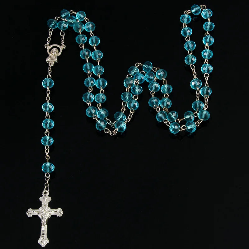 8mm Perlenkristall Rosenkranz Halskette, Charm Rosenkranz Kristall Segen Halskette, Santa Maria Center Kristall Schmuck Halskette So ist Leben