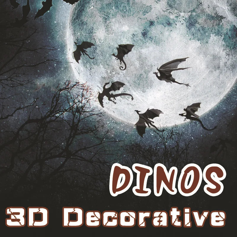 7 Teile/satz Fantasie Halloween Spaß Wand Aufkleber Für Kinder Zimmer Dekor Dinosaurier Jungen Geschenk 3D Drachen Wand Kunst Drachen silhouetten So ist Leben