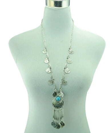 Türkei Bohemian Schwarz Blau Stein Ethnische Münze Quaste Halskette Türkische Gypsy Boho Strand Halsband Lätzchen Indien Halskette für Frauen Party So ist Leben