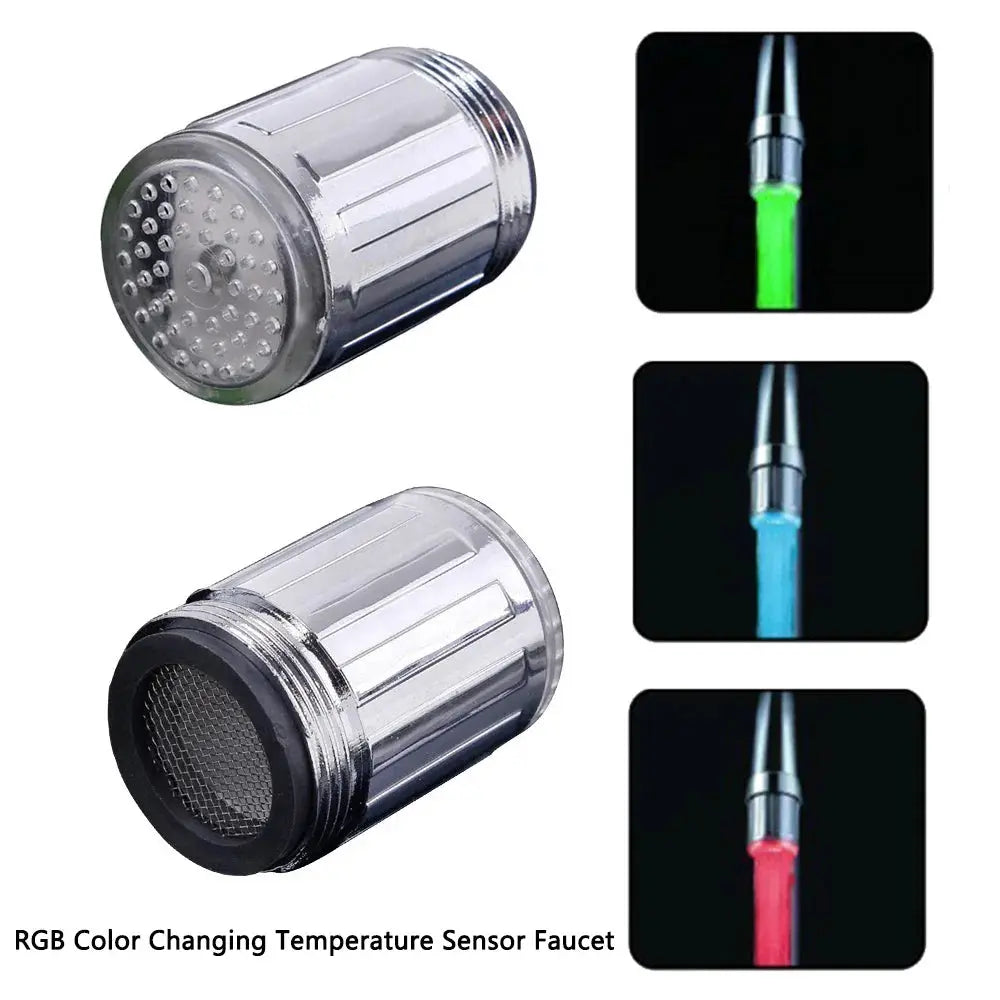 LED Water Faucet Stream Light Kitchen Bathroom Shower Tap Faucet Nozzle Head 7 Color Change Temperature Sensor Light Faucet led - So ist Leben