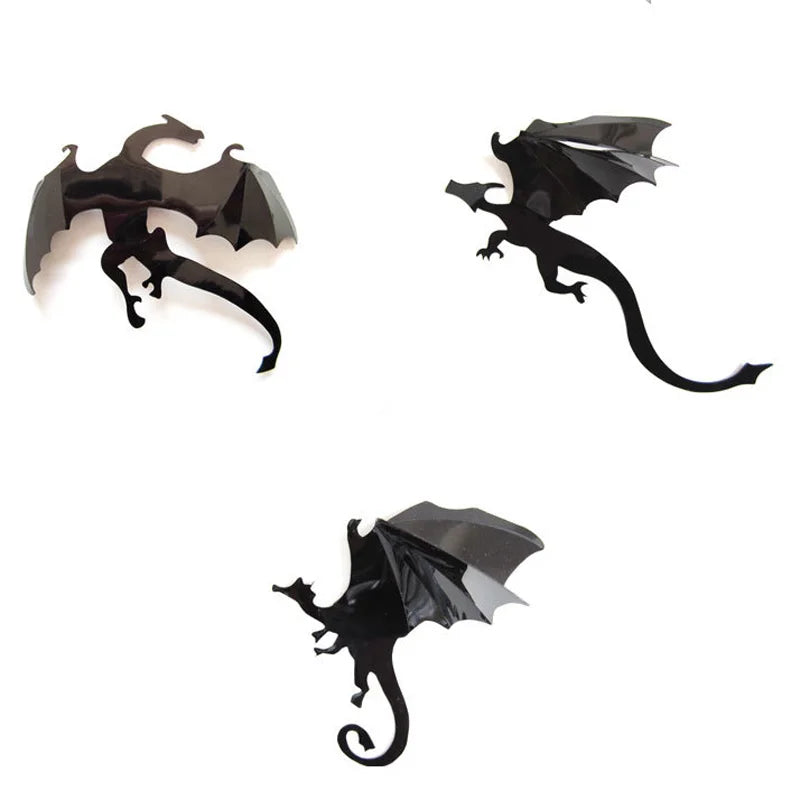 7 Teile/satz Fantasie Halloween Spaß Wand Aufkleber Für Kinder Zimmer Dekor Dinosaurier Jungen Geschenk 3D Drachen Wand Kunst Drachen silhouetten So ist Leben