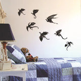 7 Teile/satz Fantasie Halloween Spaß Wand Aufkleber Für Kinder Zimmer Dekor Dinosaurier Jungen Geschenk 3D Drachen Wand Kunst Drachen silhouetten So ist Leben