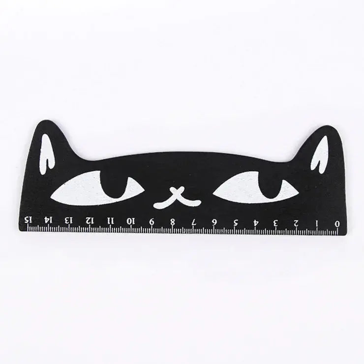 1 Stück Lytwtw's niedliches Kawaii-Lineal mit schwarzer Katze und Kätzchen, gerades Lineal, Holzwerkzeuge, Cartoon, Nähen, Zeichnen, Büro, Schule, Schreibwaren - So ist Leben