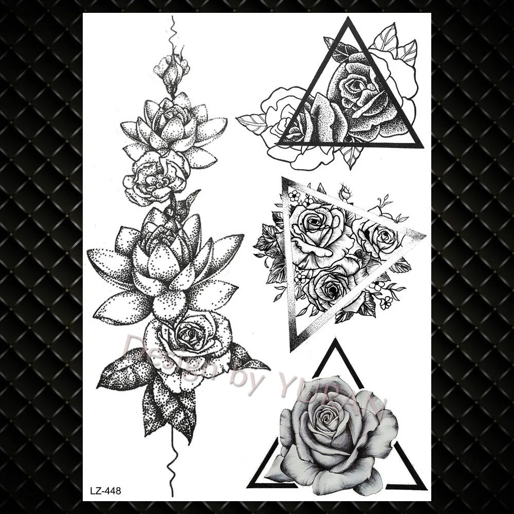 YURAN Mode Schwarz Ketten Handgelenk Henna Blume Gefälschte Tattoos Aufkleber Wasserdicht Mandala Flora Tattoo Temporäre Frauen Arm 3D Tatto So ist Leben