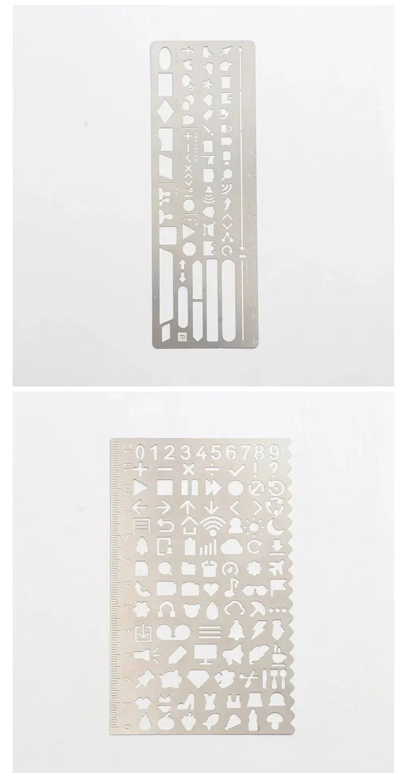 Multifunktionales Hohllineal aus Edelstahl, Katze, geometrische Figur, Zeichnungsschablonen, Vorlagen, Metalllineal, Diy-Werkzeug, Tagebuch-Vorlage - So ist Leben