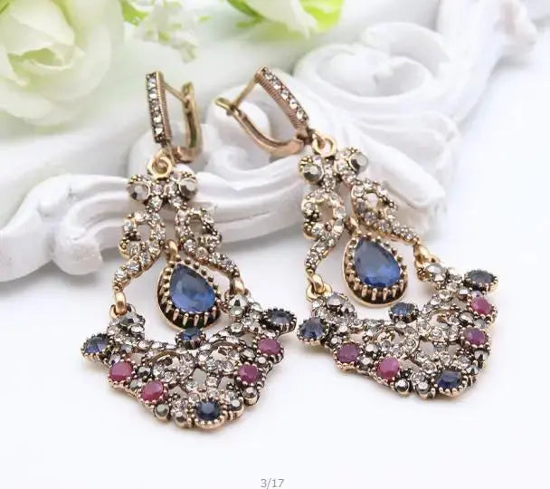 Sunspicems Indische Frauen Blume Schmuck Sets Harz Armreif Armband Ohrring Sets Türkische Haken Baumeln Ohrringe Braut Armband Geschenk - So ist Leben