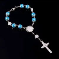 8mm Perlenkristall Rosenkranz Halskette, Charm Rosenkranz Kristall Segen Halskette, Santa Maria Center Kristall Schmuck Halskette So ist Leben