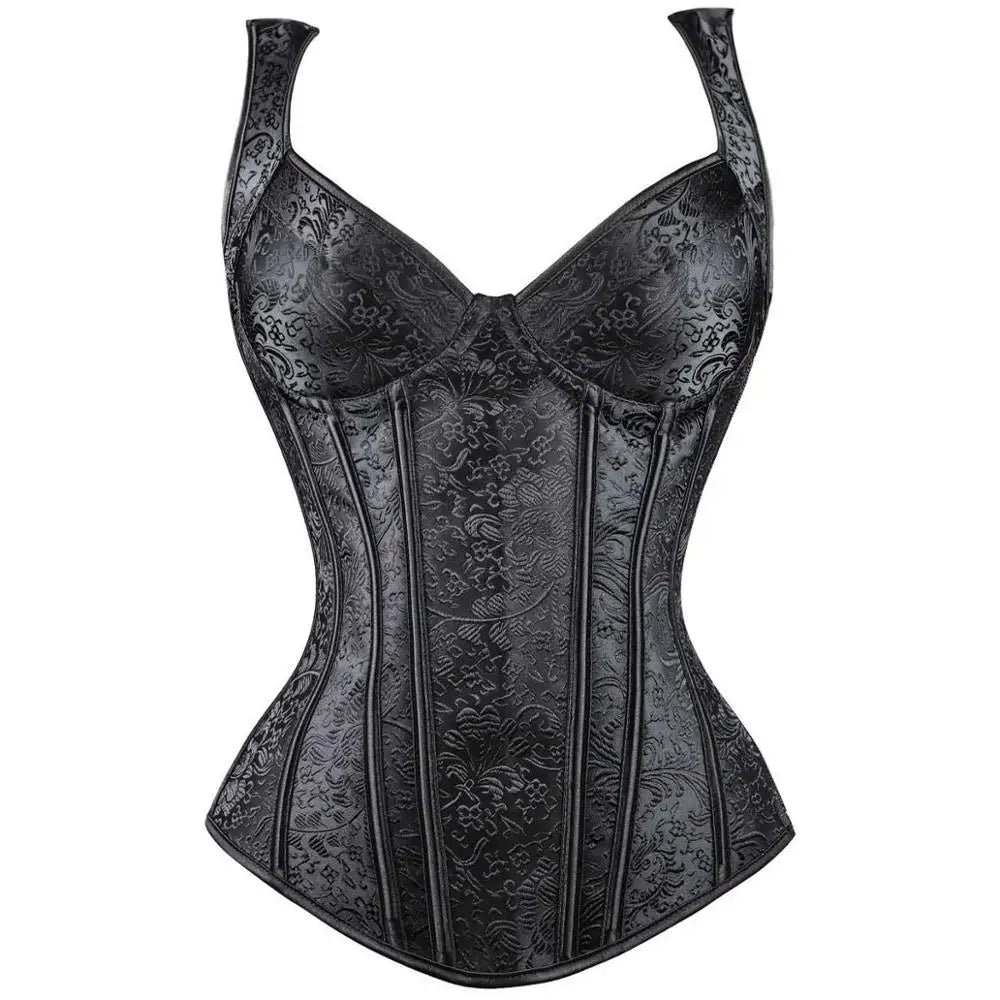 X Neue Steampunk Stahl Ohne Knochen Lace up Zurück Sexy Körper Bustier Vollbrust Korsett Frauen Taille Cincher Korsetts Schwarz Plus Größe S-6XL So ist Leben