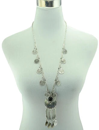 Türkei Bohemian Schwarz Blau Stein Ethnische Münze Quaste Halskette Türkische Gypsy Boho Strand Halsband Lätzchen Indien Halskette für Frauen Party So ist Leben