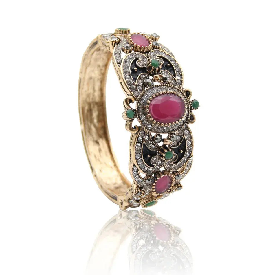 Sunspicems Indische Frauen Blume Schmuck Sets Harz Armreif Armband Ohrring Sets Türkische Haken Baumeln Ohrringe Braut Armband Geschenk - So ist Leben