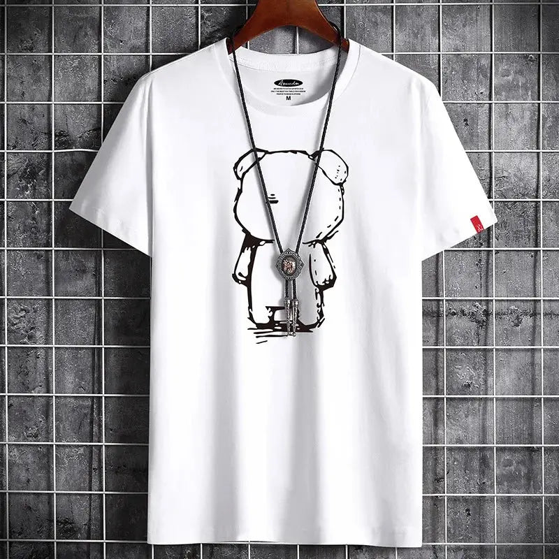 Men's Oversized Anime T-Shirt, White, Gothic Punk Style - So ist Leben