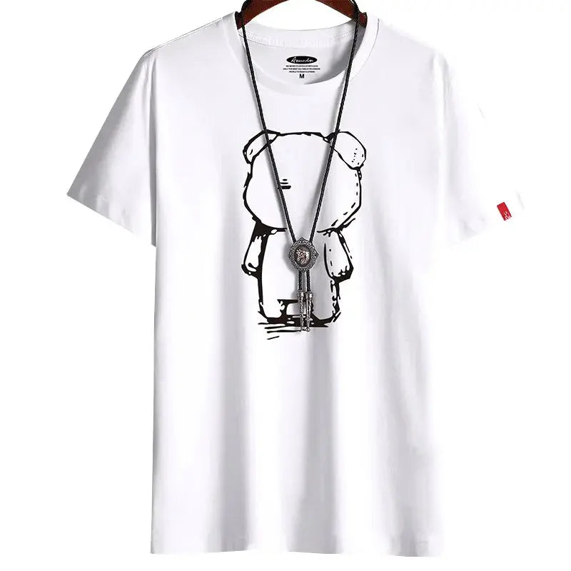 Men's Oversized Anime T-Shirt, White, Gothic Punk Style - So ist Leben