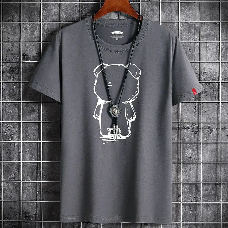 Men's Oversized Anime T-Shirt, White, Gothic Punk Style - So ist Leben