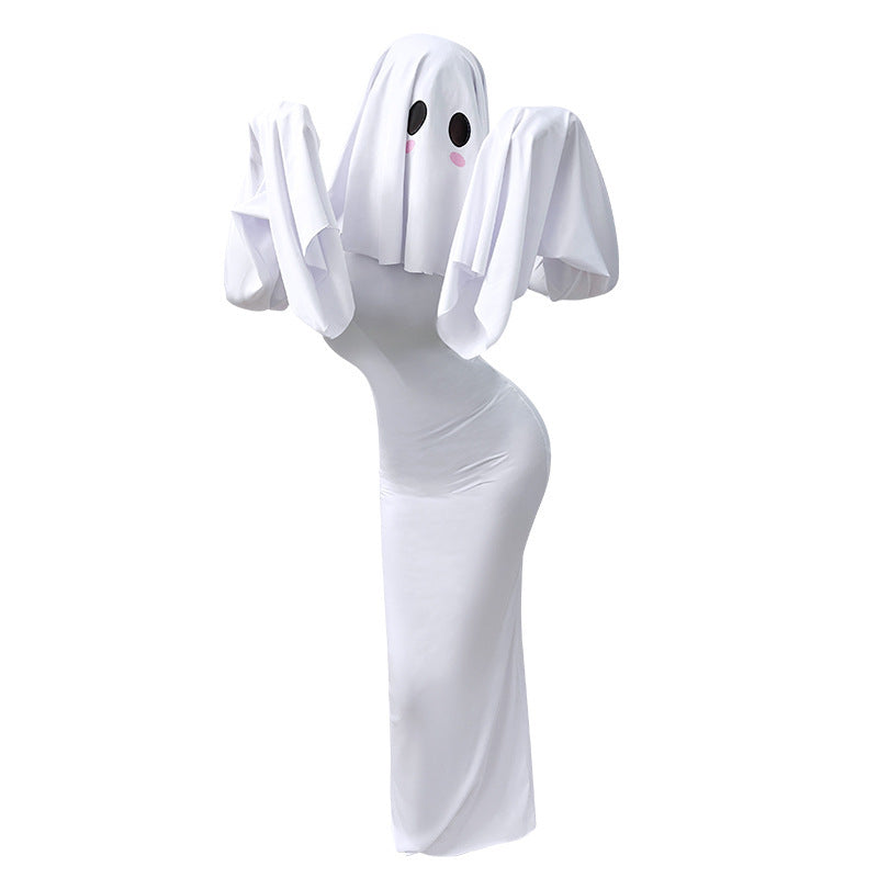Halloween New Ghost Mother Cos Dress Lady Apricot Same Style Sexy Backless dress Stage Performance Dress for Women So ist Leben