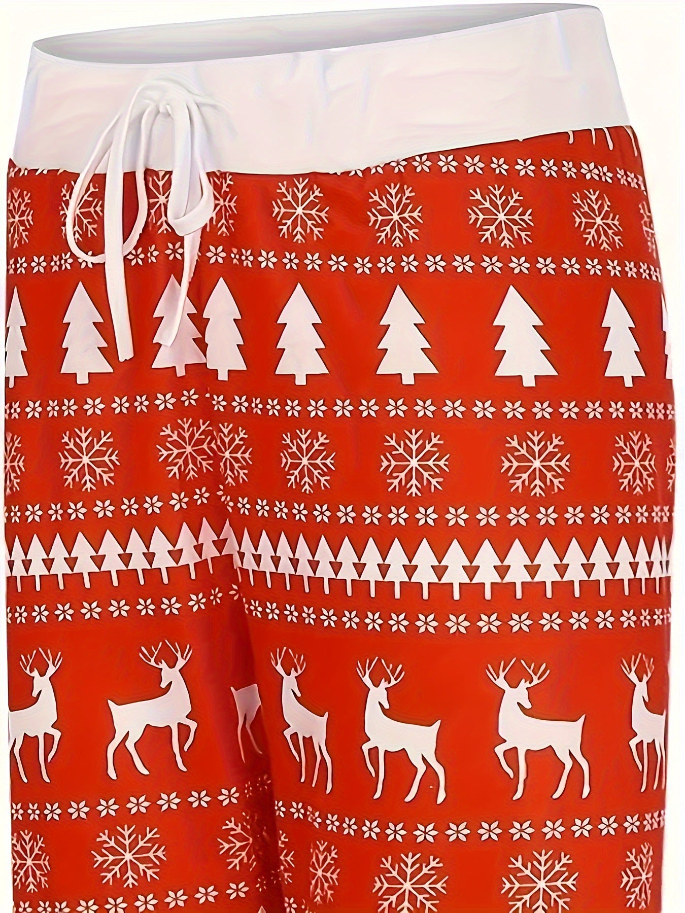 Cross-border Christmas Trousers for Christmas Performance High Waist Lace-up Stitching Elk Christmas Tree Printed Red Trousers So ist Leben