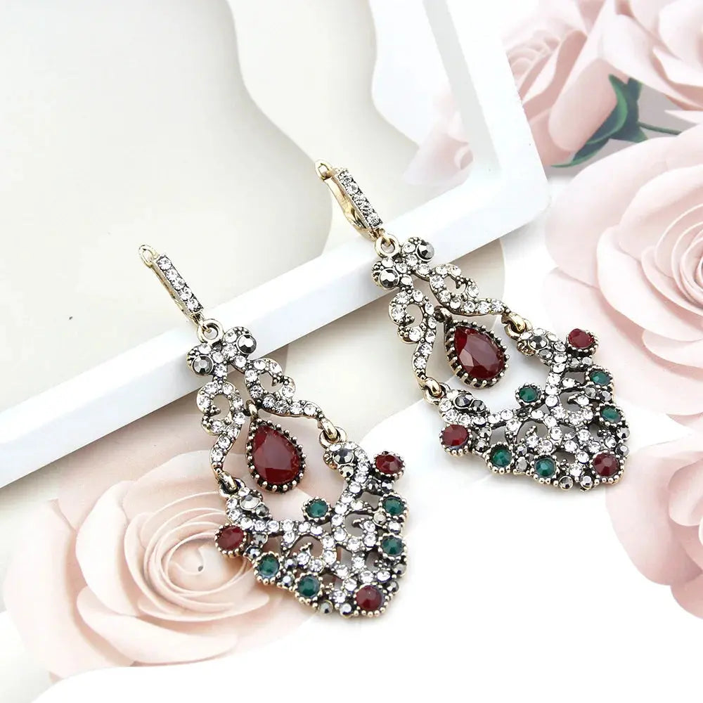 Sunspicems Indische Frauen Blume Schmuck Sets Harz Armreif Armband Ohrring Sets Türkische Haken Baumeln Ohrringe Braut Armband Geschenk - So ist Leben