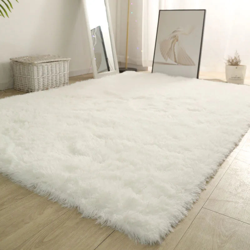 Weißer flauschiger Flurteppich Modernes Wohnzimmer - So ist Leben