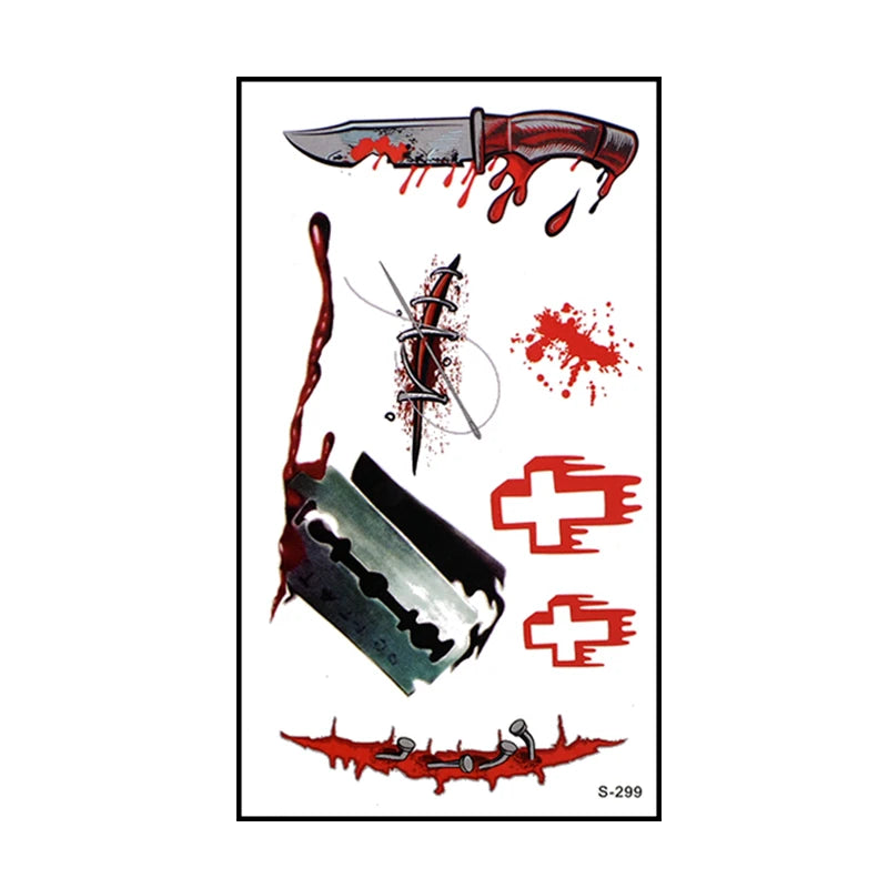 6 stücke Halloween Blutige Wunde Tattoo Aufkleber Trick Scary Wasserdicht Temporäre Tattoo DIY Gefälschte Tattoo Halloween Party Dekoration So ist Leben
