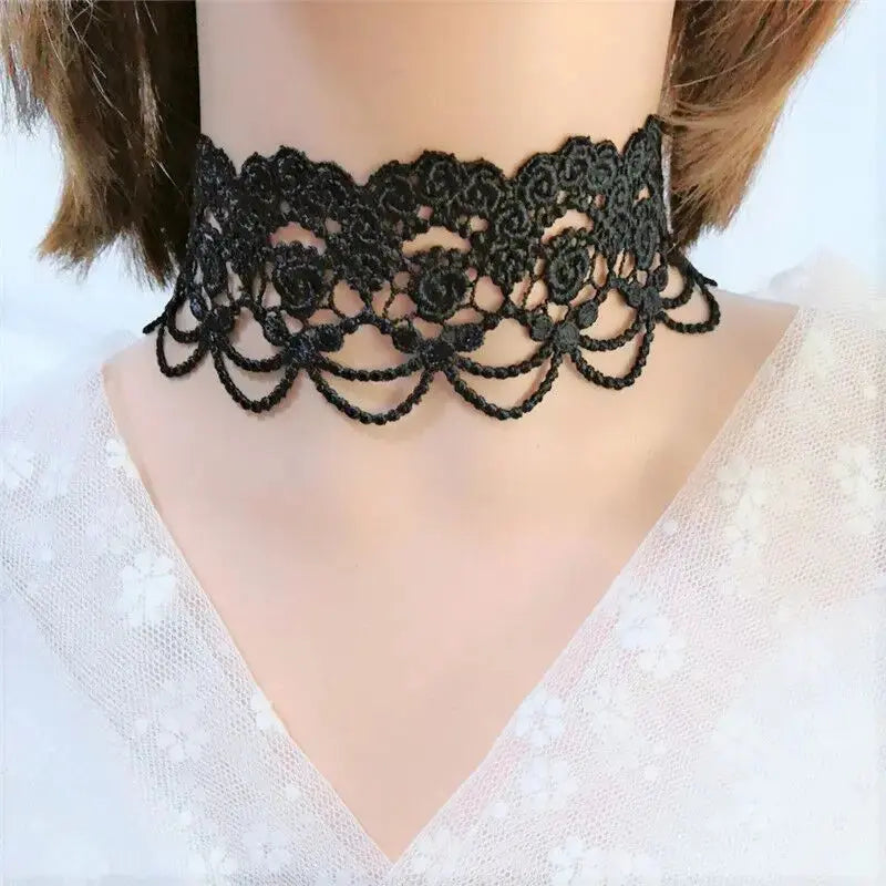 Anhänger weiße Spitzenkragen-Halskette für Frauen und Mädchen, dunkler Loli-Stil, Halloween-Schmuck - So ist Leben