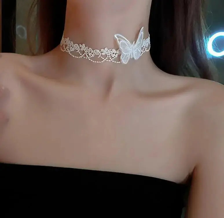 Anhänger weiße Spitzenkragen-Halskette für Frauen und Mädchen, dunkler Loli-Stil, Halloween-Schmuck - So ist Leben