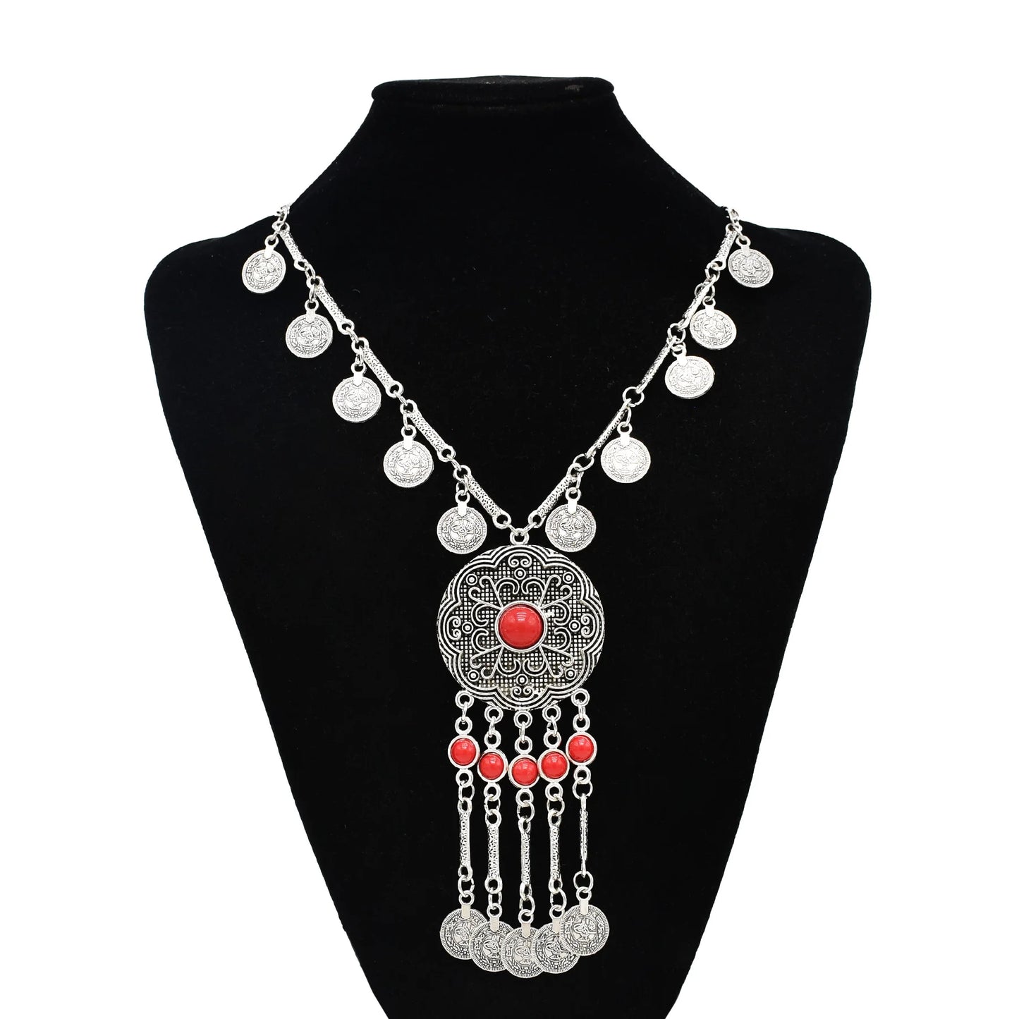Türkei Bohemian Schwarz Blau Stein Ethnische Münze Quaste Halskette Türkische Gypsy Boho Strand Halsband Lätzchen Indien Halskette für Frauen Party So ist Leben
