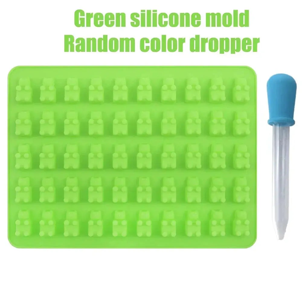 50 Gitter Gummibärchen Silikon form niedlichen Bären gelee Formen Süßigkeiten Schokolade Fondant Tabletts mit Tropfer DIY Back dekoration Werkzeuge - So ist Leben
