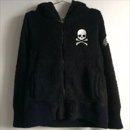 Y2k Lamm Wolle Jacken Frauen Gothic Hoodies Kreuz Schädel Grunge Zipper Sweatshirts Vintage Casual Mit Kapuze Mäntel Harajuku Streetwear So ist Leben