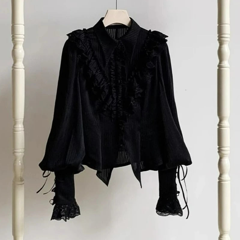 Japanische Kawaii Lolita Blusen Frauen Viktorianischen Vintage Laterne Hülse Shirts Tops Y2k Ästhetischen Cospaly JK Blusas Mujer De Moda - So ist Leben
