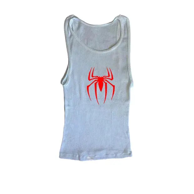 Y2k Tank Tops Sexy Frauen Sommer Camis Punk Y2K Harajuku Ärmellose Spinne Gedruckt Strumpfhosen Weste Femme Streetwear Grafik EMO Mädchen - So ist Leben