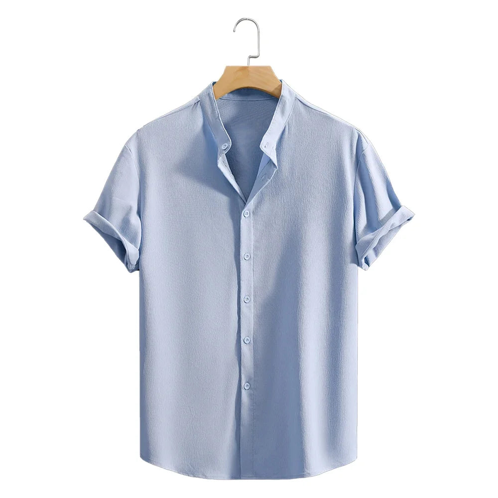 Jugend Casual Strand Kurzarm Shirts Einfarbig Lose Beiläufige Atmungsaktive Hemd Leichte Streetwear Männliche Taste Tops So ist Leben