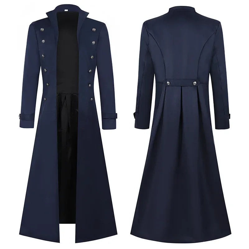 S-5XL Plus Größe Männer Gothic Graben Mittelalterlichen Steampunk Retro Stil Lange Jacken Zweireiher Solide männer Vintage Lange Jacken So ist Leben