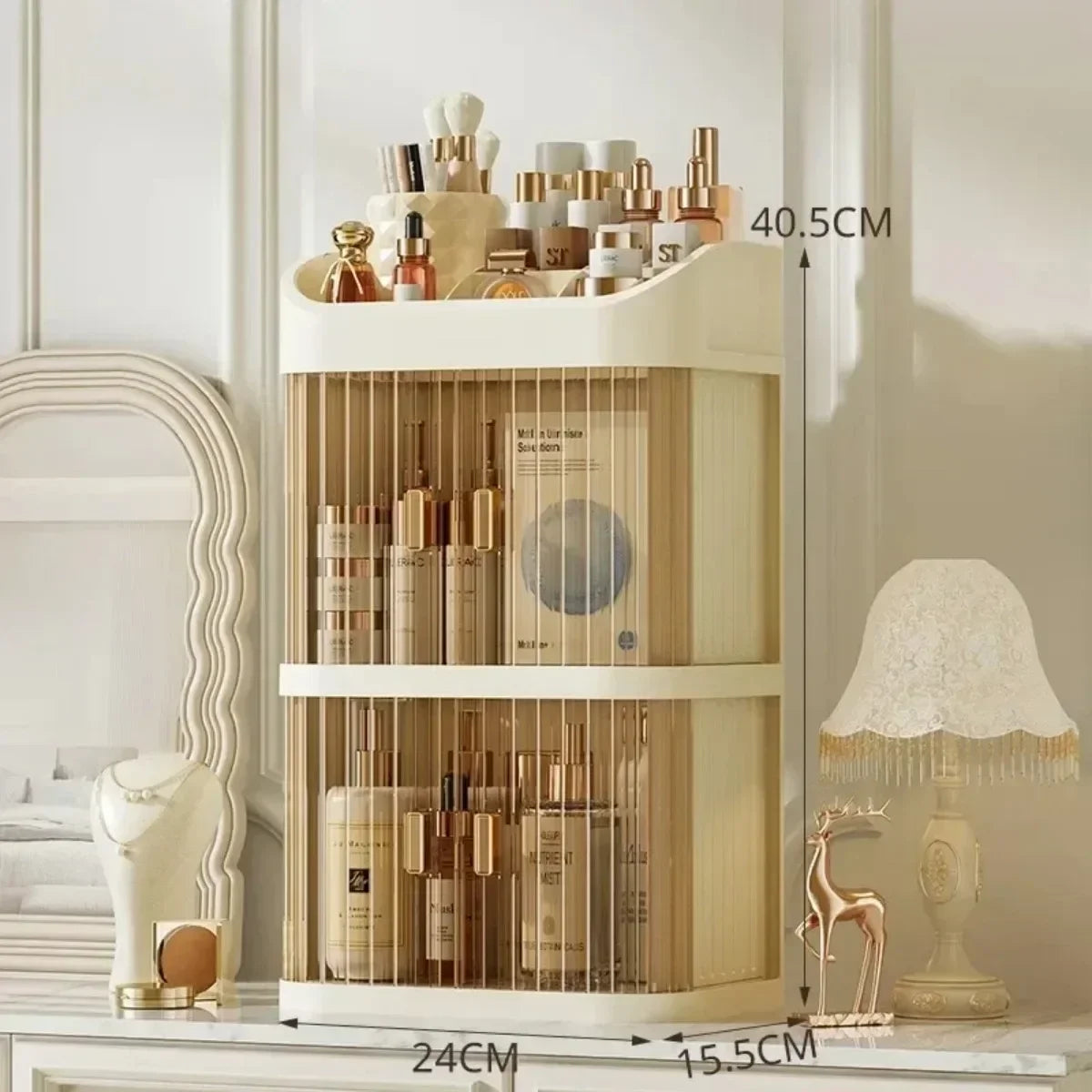 Make-up-Aufbewahrungsbox, großes Fassungsvermögen, Schminktisch, Aufbewahrungsregal, staubdicht, Kosmetik-Organizer, Kosmetikbehälter, Schubladen-Organizer So ist Leben