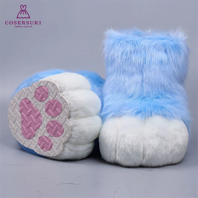 Kigurumi Fursuit Feline und Canine Paw Schuhe Pelzige Cosplay Schuhe Comic Con Performance Schuhe So ist Leben