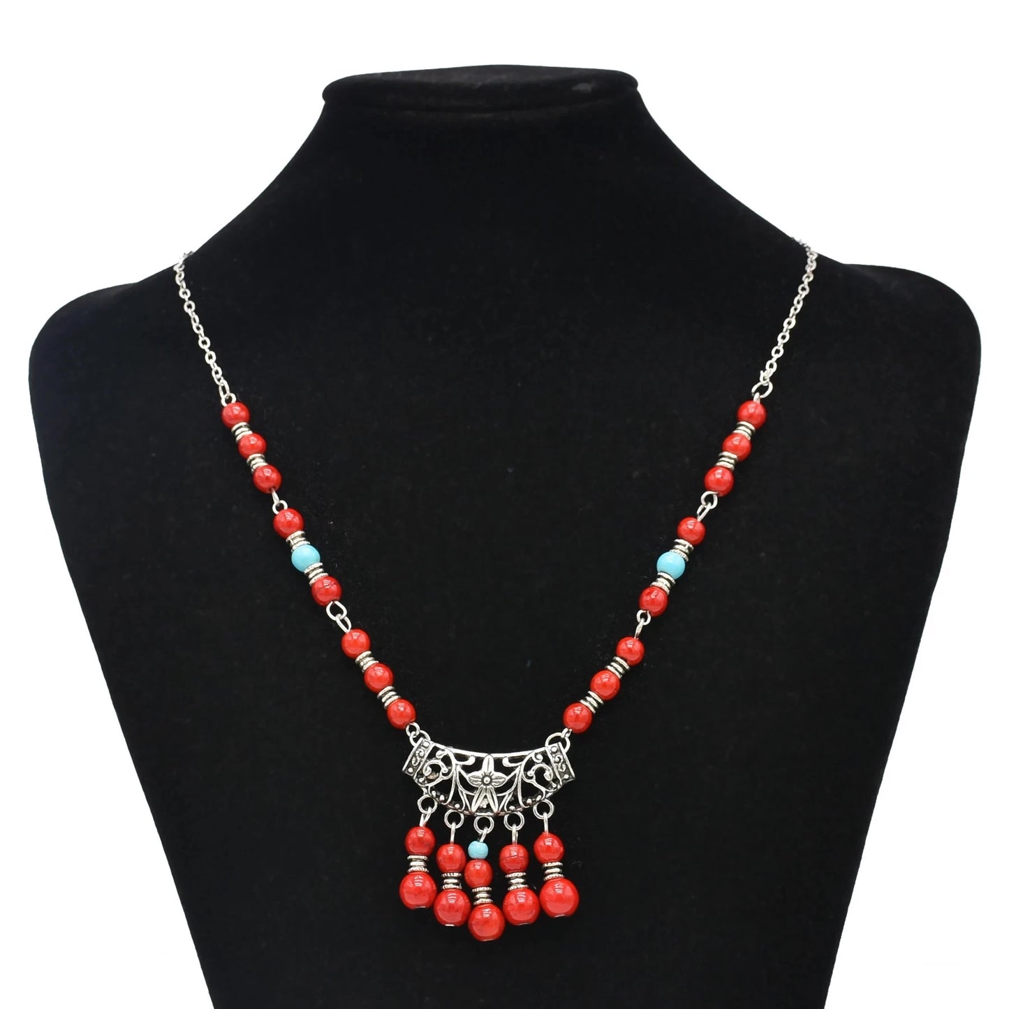 Türkei Bohemian Schwarz Blau Stein Ethnische Münze Quaste Halskette Türkische Gypsy Boho Strand Halsband Lätzchen Indien Halskette für Frauen Party So ist Leben