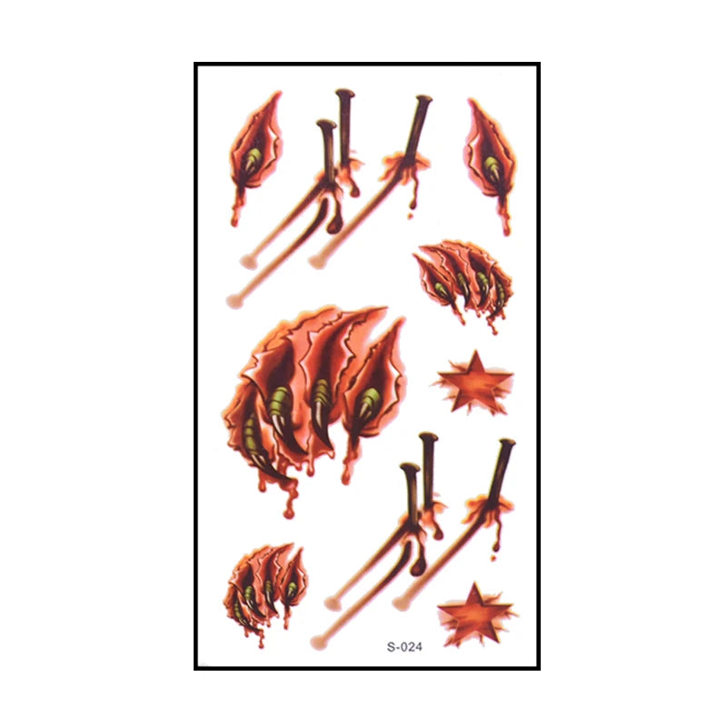 6 stücke Halloween Blutige Wunde Tattoo Aufkleber Trick Scary Wasserdicht Temporäre Tattoo DIY Gefälschte Tattoo Halloween Party Dekoration So ist Leben
